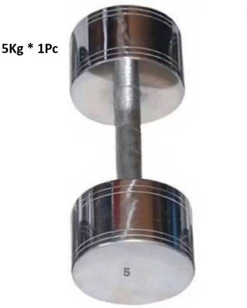 GYM KART Best Quality (5 KG*1) Single Piece Steel Dumbbell Fixed Weight Dumbbell
