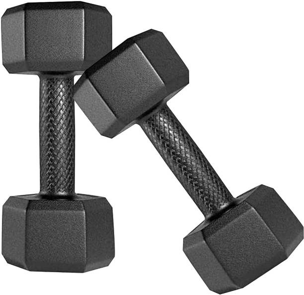JASMINE 10kg Strength Training PVC Hex Dumbbell Set | 2x 5kg Fixed Weight Dumbbell