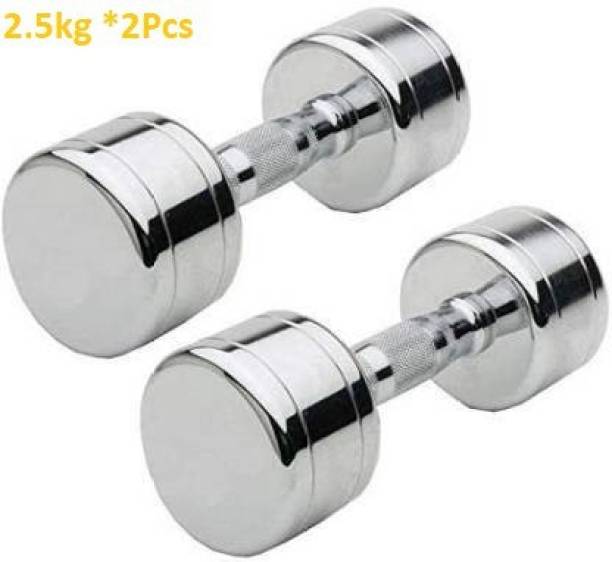 GYM KART Exclusive 2.5 Kg X 2 Pcs Premium Steel Chrome Fixed Weight Dumbbell