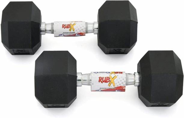 रूब Rubber Coated Professional Exercise Hex Dumbbells 4kg (Pack of Two) निश्चित वजन डम्बल