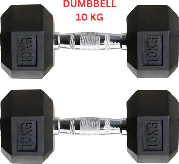 HouseOfCommon ® Hexa Dumbbells (10 kg X 2) 20 kg Set, Fitness Heavy Duty Solid Rubber Coated Fixed Weight Dumbbell