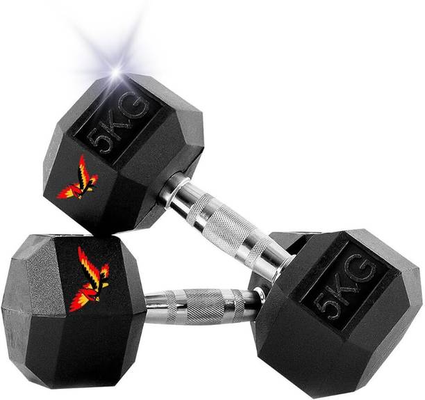 MAPACHE Hexagonal Dumbbells 5Kg x 2 Set Chest,Shoulders,Triceps Fixed Weight Dumbbell