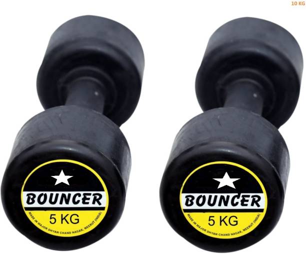 GYM KART Exclusive (5Kg X 2 Pc) Quality Premium Rubber Dumbbell Fixed Weight Dumbbell