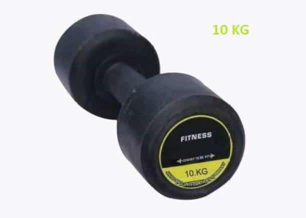 GYM KART (10Kg X 1 Pcs) Quality Rubber Dumbbell Fixed Weight Dumbbell