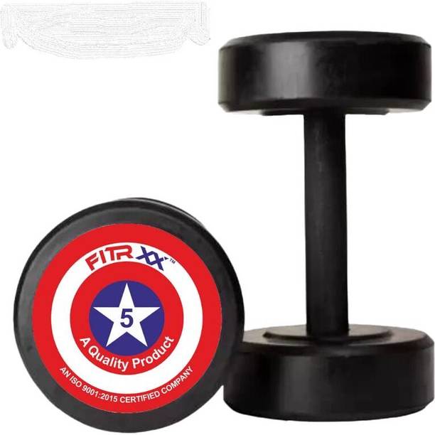 FITRXX Captain America Style Black Rubber 5kgX 2 Fixed Weight Dumbbell