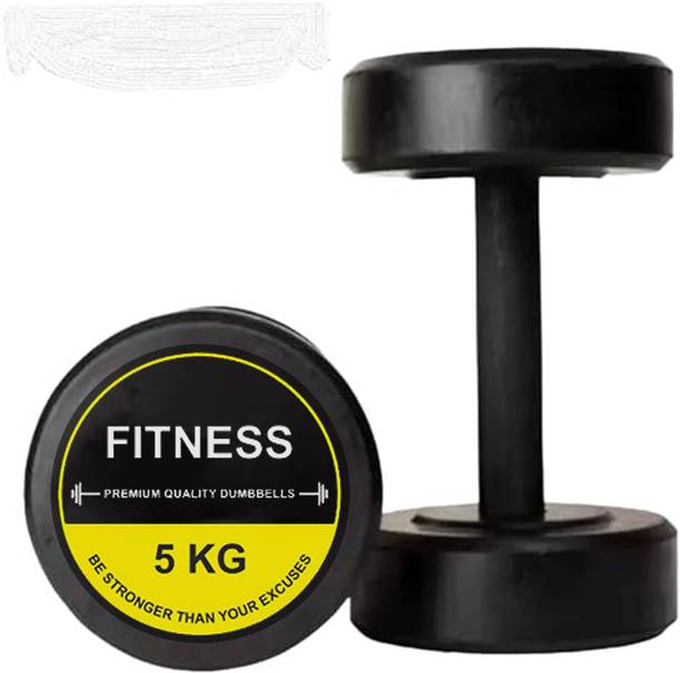 FITRXX Captain America Style Black & Yellow Rubber 5kgX 2 Fixed Weight Dumbbell