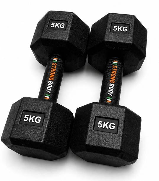 MsFit Dumbbells hexa pvc 5 kg pair Fixed Weight Dumbbell