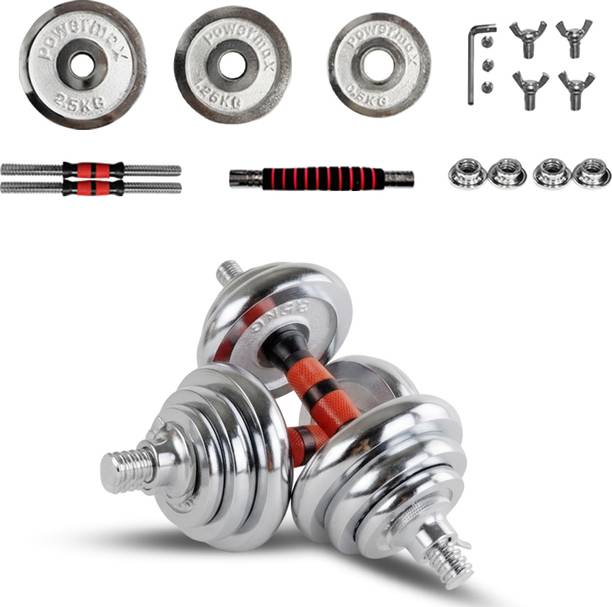 Powermax Fitness 1.3 kg PDS-30C Chrome Iron Dumbbells Set Home Gym Combo