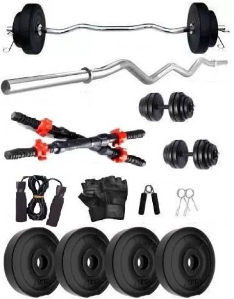 AS Sportss 20 kg Weight Plates with 3Ft Curl Rod and with Gym Accessories Home Gym Combo Adjustable Dumbbell