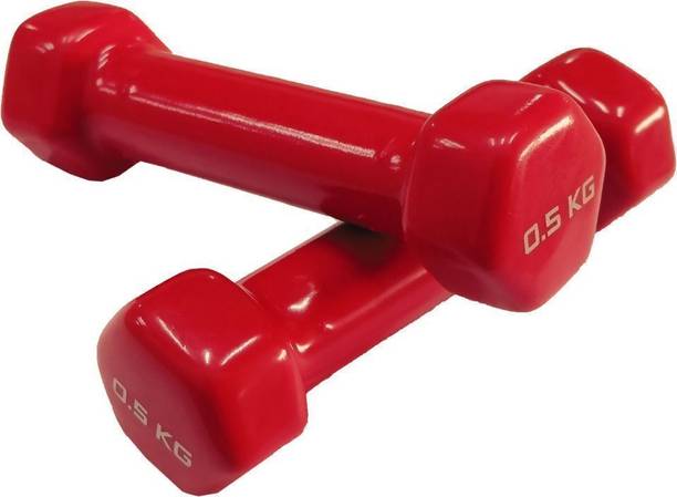 SRIDAYA Set of 0.5 Kg Vinyl Dumbbells for Men & Women (1/2kg x 2pcs = 1kg) Fixed Weight Dumbbell