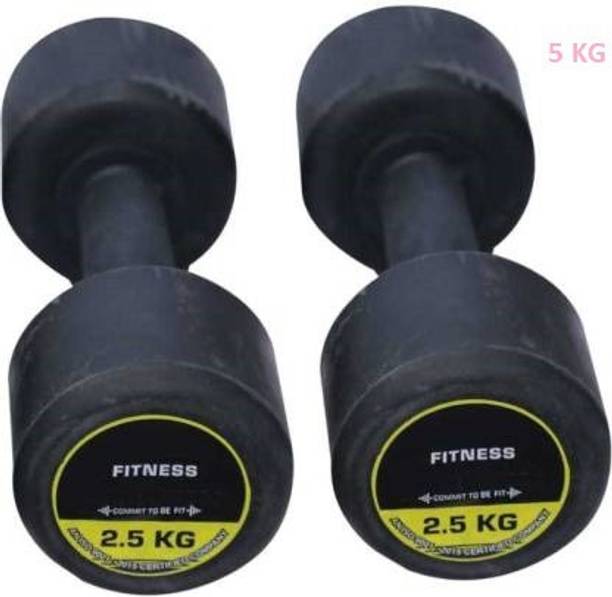 GYM KART (2.5Kg X 2 Pcs) Jumbo Premium Rubber Dumbbell Fixed Weight Dumbbell