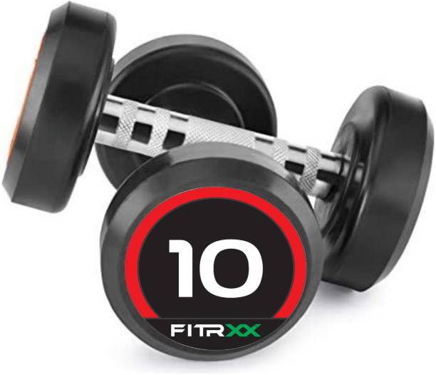 FITRXX Pair of Rubber Coated Bouncer Dumbbells Full Body Workout |Set of 2 Fixed Weight Dumbbell