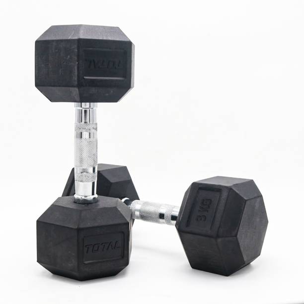 Total sports & fitness Hexagonal Dumbbell 3kg pair Rubber Coated Fitness Equipment Weight for Home Gym Fixed Weight Dumbbell