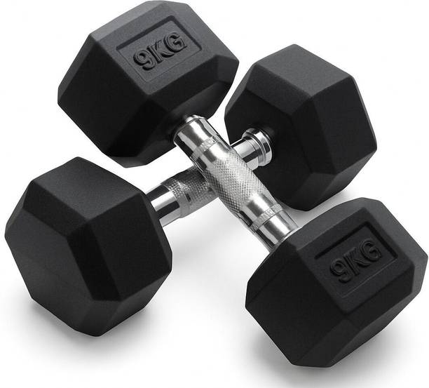 SRIDAYA HEX DUMBBELL 9KG (2PCs X 9Kg) Fixed Weight Dumbbell