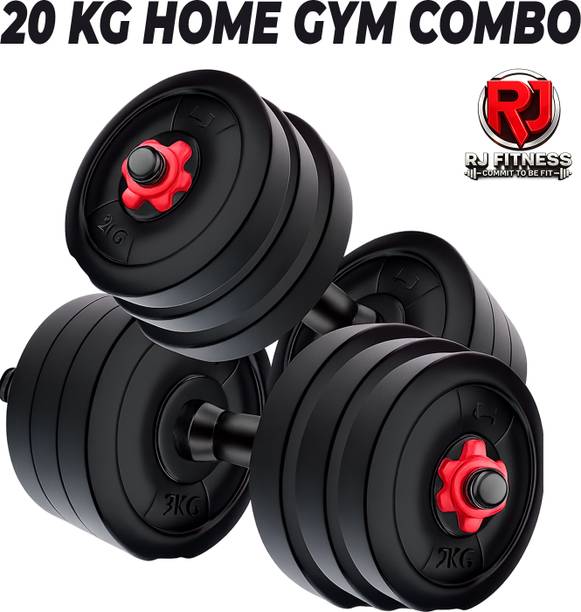 rj fitness 20kg Combo 2.5kg*8pc Plate With Dumbbell Rod Adjustable Dumbbell (20 kg) Adjustable Dumbbell