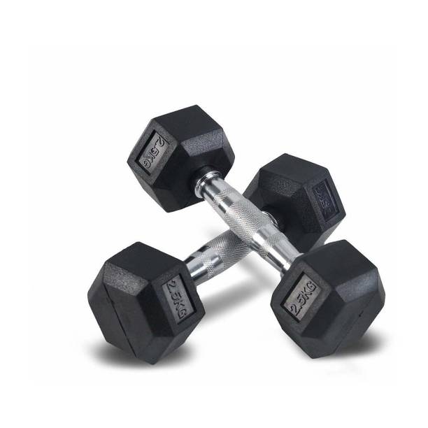 Silvie Hex Dumbbell, 2.5 kgs, Pack of 2, Rubber Coated (For Men & Women) Fixed Weight Dumbbell