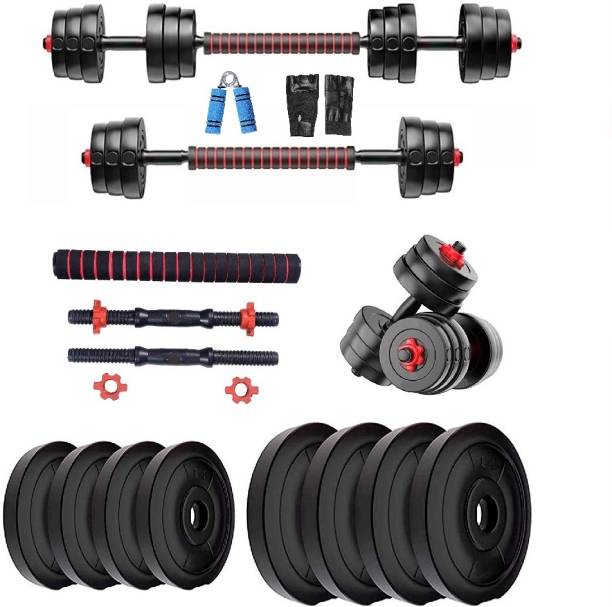 BodyFit Convertible & Barbell Home Gym Set Kit For Home Workout Adjustable Dumbbell Adjustable Dumbbell
