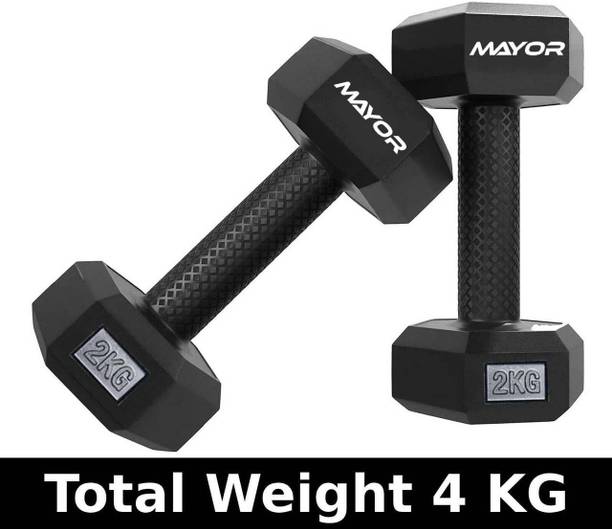 MAYOR Premium PVC 2KG Dumbbells Set for Home Gym, 1 Pair Hex Dumbbells, 2KG X 2 PCS Fixed Weight Dumbbell