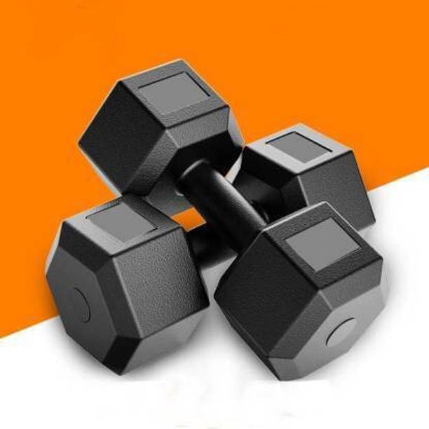 NSP Rajput Black PVC Premium Hex Dumbbell Set (Women & Men) Fixed Weight Dumbbell