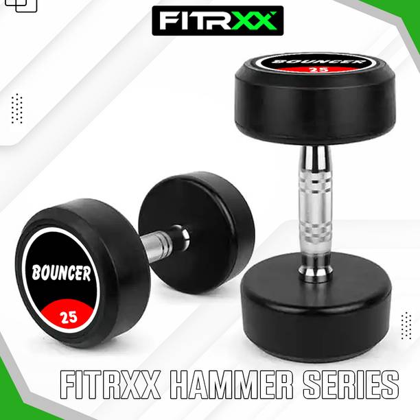 FITRXX Set Of 25KGX2 High Quality Rubber Professional Bouncer Hammer Series Fixed Weight Dumbbell