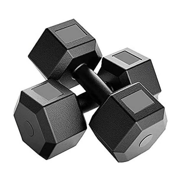 Sahib Trader Black PVC Dumbbell Set, 1 Pair Dumbbells, Hex Dumbbells, Home Gym 5KGS X 2PCS Fixed Weight Dumbbell
