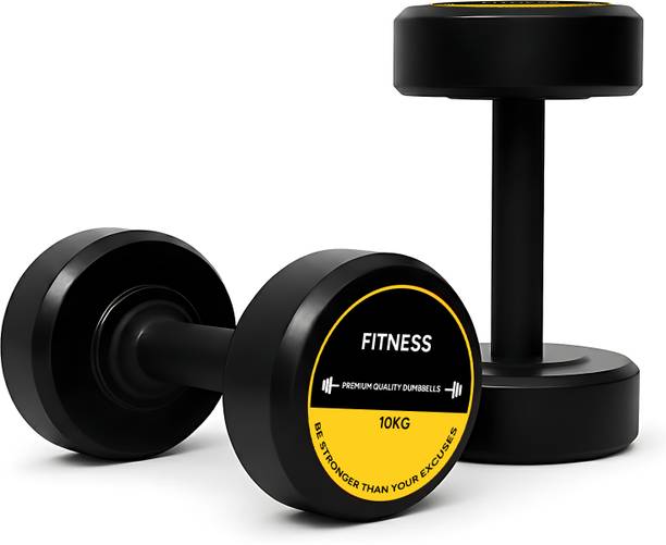 RAWFIT Captain America Style Black Rubber 10kgX2 Fixed Weight Dumbbell