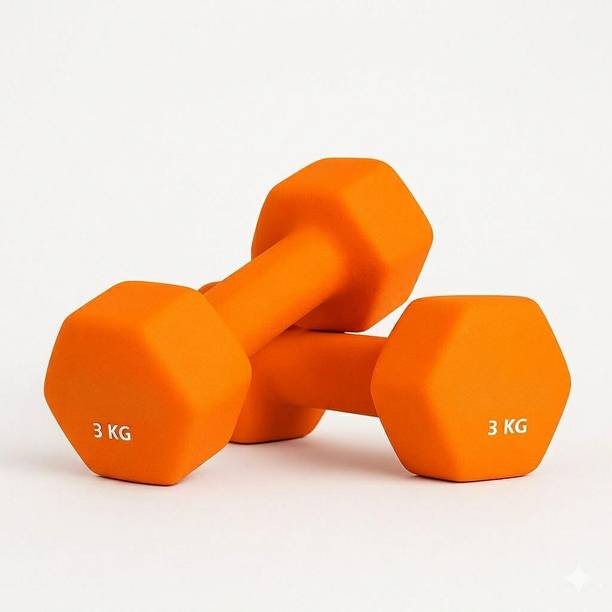 Adrenex Neoprene Coated Dumbbells of 3Kg Pair Fixed Weight Dumbbell