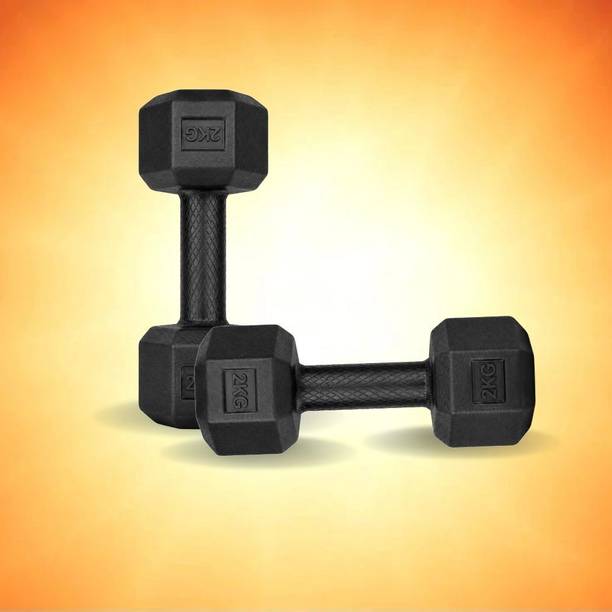 Urvi 2KG Exercise Dumbbell | Hex Shape Gym Weight | Non-Slip Handle Fixed Weight Dumbbell