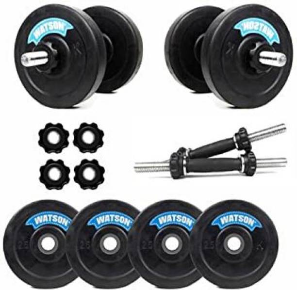Watson Rubber Plates 14inches Iron Dumbbell rod 25mm with Metal Nut Home Gym kit Adjustable Dumbbell