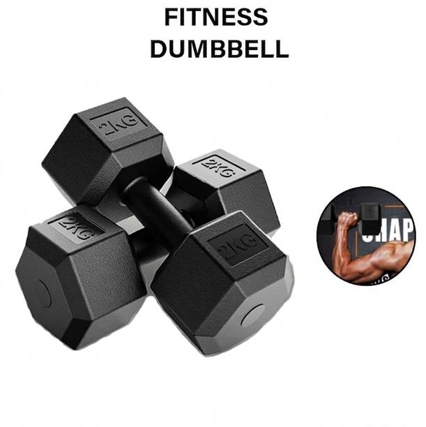 unique fit Premium 2KG Hexagonal Dumbbells Pair for Home Gym | Anti-Roll Fixed Weight Dumbbell