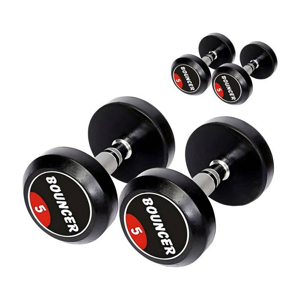 FITRXX Bouncer Dumbbells (5 kg X 2) 10 kg Set, Fitness Heavy Duty Solid Fixed Fixed Weight Dumbbell