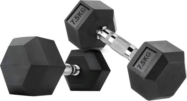 FITRXX HEXA |STEEL IRON RUBBER COATED | FULL BODY WORKOUT (Set of 2) Fixed Weight Dumbbell