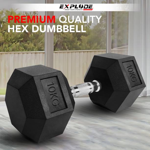 Explode Single 10 kg Dumbbell | Dumbbells - Gym equipment for home workout | Fixed Weight Dumbbell