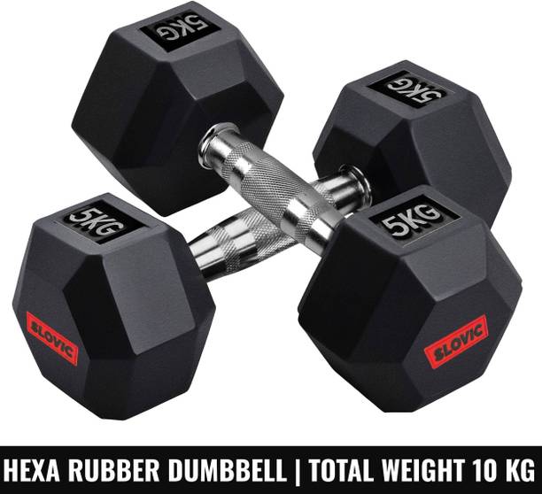 SLOVIC Dumbbells Set for Home Gym | 5 kg | Set of 2 Fixed Weight Dumbbell