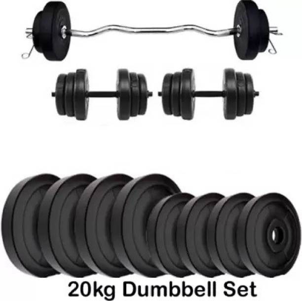 corso FITNESS 20kg PVC Weight Plates Dumbbell Set - Best for Students & Home Exercises Adjustable Dumbbell