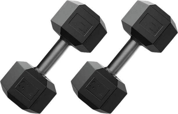 JASMINE 10kg Hex PVC Dumbbell Set | 2x 5kg Weights for Home Gym Fixed Weight Dumbbell