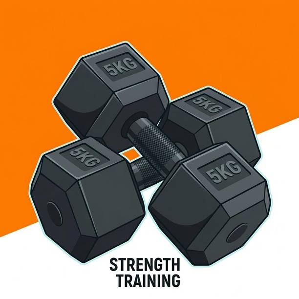 Sahib Trader PowerZone Durable PVC Gym Dumbbell Set 5KG for Full Body Fitness Training Fixed Weight Dumbbell