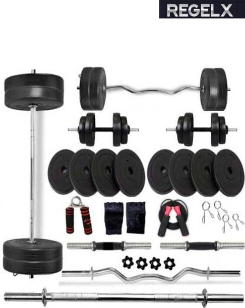 regalx Dumbbell Set + 3ft(Straight + Curl) RODS & FITNESS ACCESSORIES - BEST EXERCISE Adjustable Dumbbell