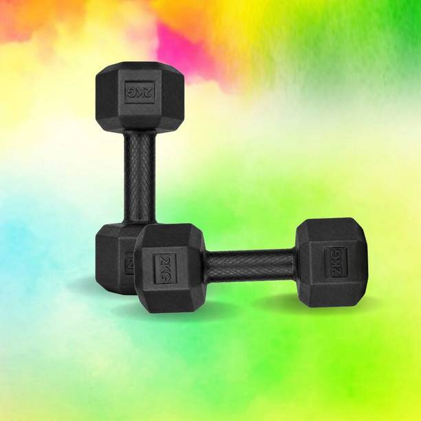 Urvi 2KG Gym Dumbbell | Home Exercise Weight | Durable Hex Design Fixed Weight Dumbbell