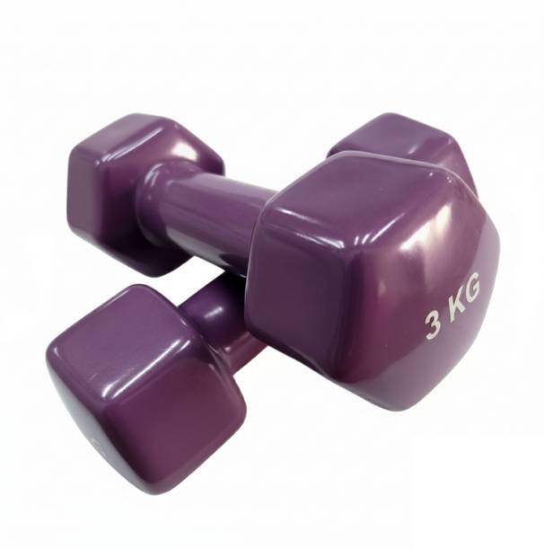 SRIDAYA 3kg Vinyl Dumbbells Set For Men and Women (3kg x 2pcs = 6kg) Fixed Weight Dumbbell