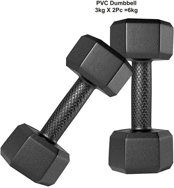 टकर FITNESS HEX SHAPE PVC Dumbbell Set (3Kg * 2pcs = 6kg) निश्चित वजन डम्बल