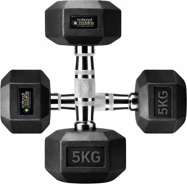 NATIONAL BODYLINE Hex Rubber Dumbbell 2.5kg Pair Fixed Weight Dumbbell