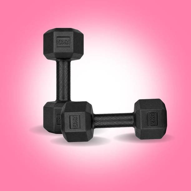 Urvi 2KG Hex Dumbbell for Home Gym | Anti-Slip Grip Dumbbell | Single Piece Fixed Weight Dumbbell