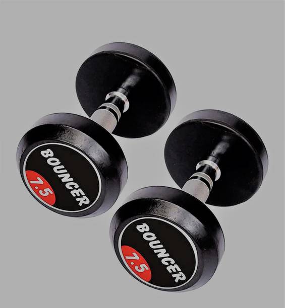 vnh Pair of 7.5 Kg Rubber Coated Bouncer Dumbbells (7.5Kg X 2)~ Fixed Weight Dumbbell