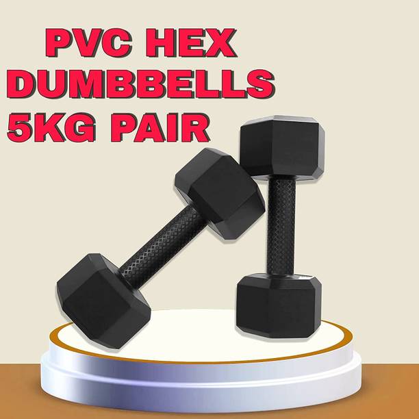 DOZER PVC Dumbbell SetPair Dumbbells, Hex Dumbbells, Home Gym 5KGS X 2PCS 10kg F Fixed Weight Dumbbell