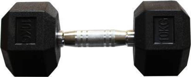 vnh SIngle Piece 10 Kg Hexa Rubber Coated Fixed Weight Dumbbell