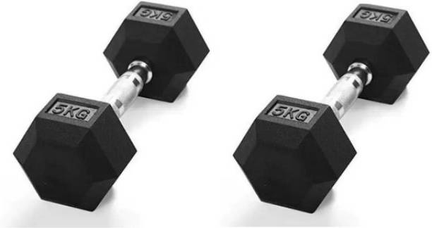 RS SPORTS Sports dumballs with black color 1 pair of 5 kg Fixed Weight Dumbbell