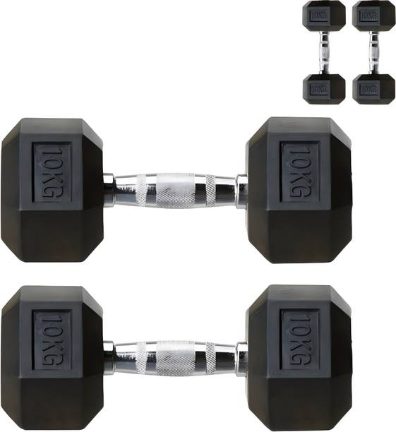 J Rumble Fitness Hexa Dumbbells (10 kg X 2) 20 kg Set, Fitness Heavy Duty Solid , Fixed Fixed Weight Dumbbell