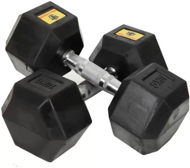 yash fitness Black rubber and metal combo Hexa Dumbbell 10 Kg Fixed Weight Dumbbell