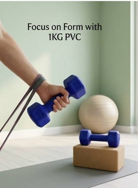 WILORA Blue 1KG hexa dumbbell for workout for gym and home exercises. Fixed Weight Dumbbell
